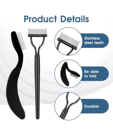 2pcs Eyelash Combs & Separator Tool - Metal Lash Comb for Individual Lashes & Extensions - Foldable Black Mascara Separator - Buy Online on SooperMarket.com