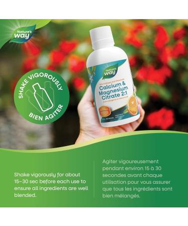 Nature's Way Calcium and Magnesium Citrate 2:1 - Liquid Supplement with Vitamin D3 Vitamin K2 and Collagen Helps Support the Maintenance of Bones and Teeth Orange Flavour 500 mL - Buy Online on SooperMarket.com