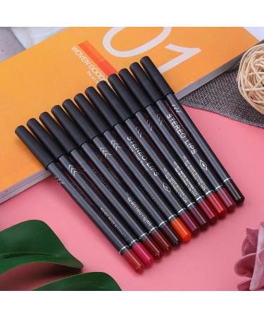 Buy Long Lasting Lipstick Pen Set - 12 Colors Eyeliner & Lip Liner Pencil for Women & Girls - No Irritation | International Shipping - Buy Online on SooperMarket.com