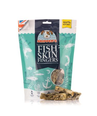 SKIPPER'S Fish Skin Jerky Fingers 250gm - Gently Air Dried Good for Teeth & Digestion Remove Plaque & Tartar Essential Omega 3 Oils 100% Natural Healthy Low Fat & Grain Free Dog Treats & Chews 250 g (Pack of 1)