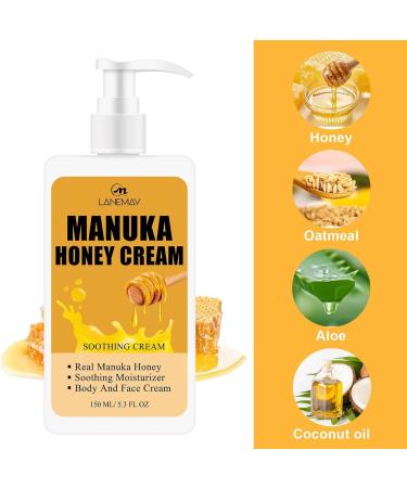 Manuka Honey Cream Face Moisturizer and Body Lotion for Dry Skin Hydrating & Firming Face & Body Skin Care Daily Lotion Lightweight Non-Greasy Anti Wrinkle Honey Facial Cream for Women & Men - Buy Online on SooperMarket.com