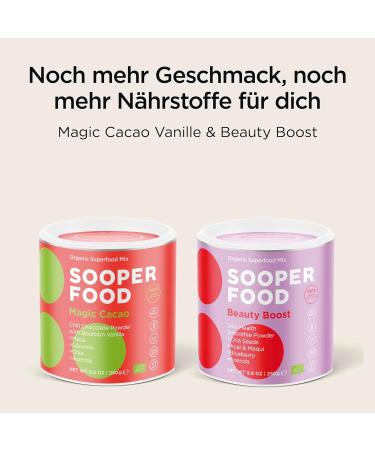Sooper Food Magic Cacao Bourbon Vanilla 250g - Organic Vegan Chocolate Powder with Vitamin C No Added Sugar - Boost Your Mood with Cocoa & Maca - Buy Online on SooperMarket.com