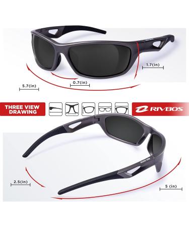 Rivbos Polarized Cycling Sunglasses for Men & Women - Lightweight TR90 Frame UV400 Protection for Hiking Running Golf & Fishing - RB831 Silver & Black - Buy Online on SooperMarket.com