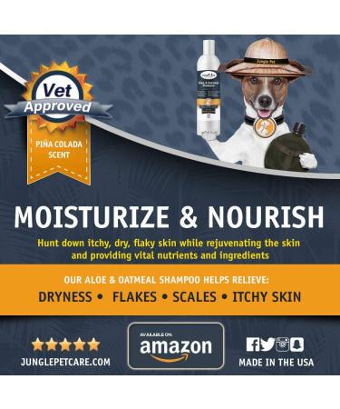 Jungle Pet Aloe Oatmeal Shampoo for Dogs - Hypoallergenic Sensitive Skin Formula - 12 oz - Buy Online on SooperMarket.com