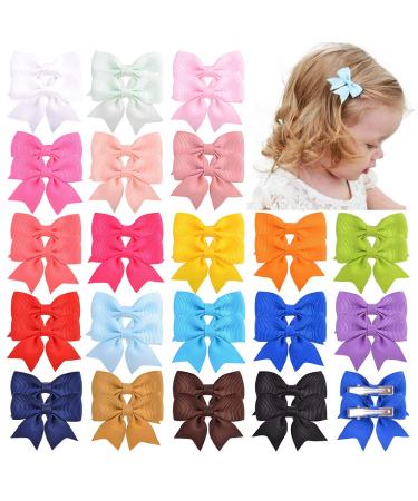 40pcs Baby Girls Hair Bows Alligator Clips with Grosgrain Ribbon Boutique Clips Hair Accessories for Kids Toddlers