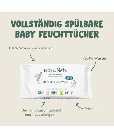 Eco by Naty Flushing Baby Wet Wipes - 100% Compostable Chemical-Free & Hypoallergenic | Safe for Sensitive Skin | 12 Pack (672 Wipes) - Buy Online on SooperMarket.com