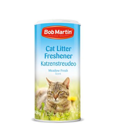 Bob Martin Cat Litter Freshener Powder Meadow Fresh Scent - Effective Odour Control for Longer Lasting Freshness Made in the UK (500g) 500 g (Pack of 1) clear