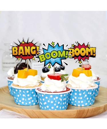 SuperHero Boom Cupcake Toppers - 48 Pack, Kids Birthday Party Decorations & Supplies - Buy Online on SooperMarket.com