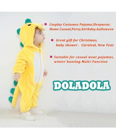 Doladola Baby Cartoon Animal Hooded Onesie | Infant Pajamas Romper | Yellow Dinosaur | 2.5-3.5 Years - Buy Online on SooperMarket.com