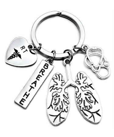RT Respiratory Therapist Keychain RT Keychain Respiratory Therapy Gift Lung Keychain Lung Specialist Keychain Stethoscope Anatomical Lung Breathe Pulmonary Respiratory Care Lung Disease