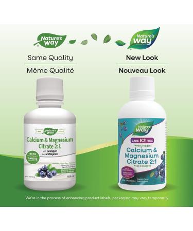 Nature's Way Calcium and Magnesium Citrate 2:1 - Liquid Supplement with Vitamin D3 and Collagen Helps Support the Maintenance of Bones and Teeth No Vitamin K2 - Blueberry Flavour 500 mL - Buy Online on SooperMarket.com