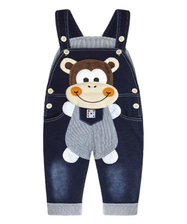 KIDSCOOL SPACE Baby Denim Overalls 3D Cute Cartoon Knitted Jean Dungarees 18-24 Months Smilingmonkey