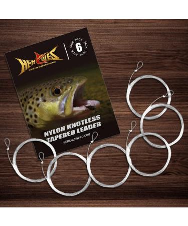 Hercules Pre-Tied Loop Fly Fishing Leader 6 Pack with Tapered Wallet 9FT - 4X, 4.9LB - 6pcs - Buy Online on SooperMarket.com