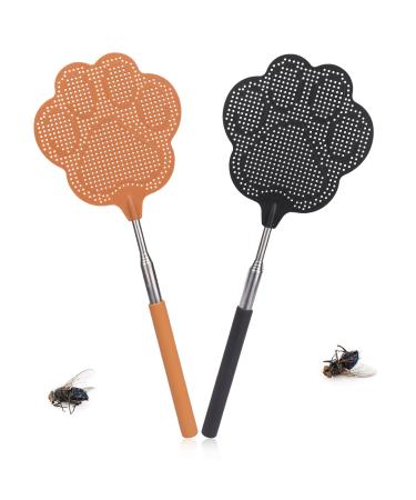Takuza fly gossip 2 pieces flying gossip pest control with integrated mosquito scraper used to ward off flies wasps mosquitoes and other insects (black brown) 2 pieces (black and brown)