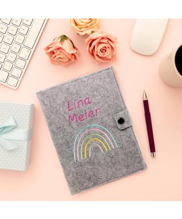 Personalized Rainbow Pastel Motherpass Cover | Felt Made in Germany | Insured Card & Ultrasound Pockets | Unique Gift for Expecting Moms - Buy Online on SooperMarket.com