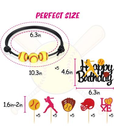 Softball Birthday Decorations Happy Birthday Banner Softball Cake Cupcake Toppers Girl's Bracelet Fastpitch Pitcher Baseball Sport Player Theme for Women Girl Boy Birthday Party Supplies - Buy Online on SooperMarket.com