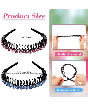 Rhinestone Teeth Comb Headbands - 8 Piece Set | Crystal Wave Headband for Women and Girls - Non-Slip Hair Accessories - Buy Online on SooperMarket.com