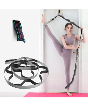 WEBSUKA Stretching Strap Yoga Strap, 10 Loops Non-Elastic Stretch Bands Helps Women and Men Improve Flexibility for Home Workout, Physical Therapy, Pilates, Exercise, Dance, Comes with Door Anchor Silvery Grey