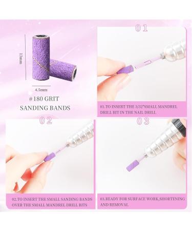 Small Sanding Bands for Nail Drill - 100Pcs 180 Grit Mini Sanding Bands with 3.1mm Mandrel Bits for Acrylic & Gel Manicures (Purple - Buy Online on SooperMarket.com