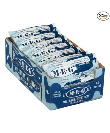 MEG Military Energy Gum 100mg of Caffeine Per Piece - Pack of 24