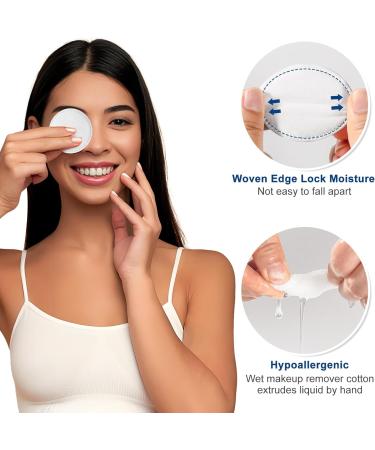 Cotton Rounds for Facial Cleansing & Nail Polish Remover | 100% Pure Hypoallergenic Makeup Pads | Lint-Free & Multi-Layer Design (100 Count - Buy Online on SooperMarket.com