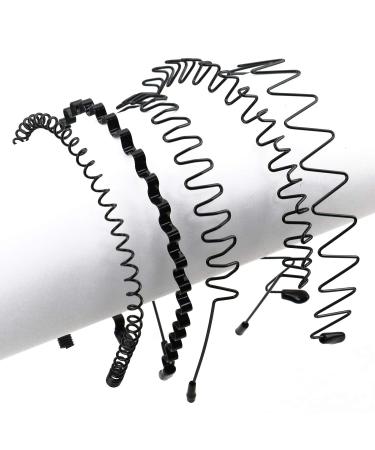 Timoo 5 PCS Metal Spring Wavy Hairband Hair Hoop - Fashionable Headwear for Men & Women - Black - Buy Online on SooperMarket.com