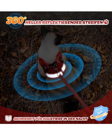 Supet Cat Dishes - Soft Cat Vest with Leash for Kittens & Small Dogs (Chihuahua) - L Size (Chest 38-43 cm) - Durable & Stylish in Red - Buy Online on SooperMarket.com