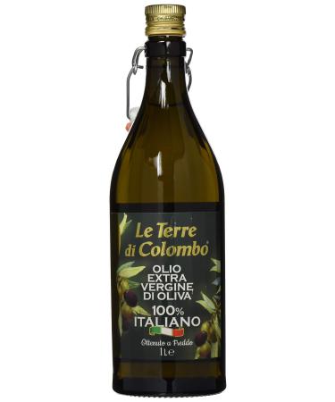 Le Terre di Colombo 100% Italian Extra Virgin Olive Oil Ribbed Bottle with Mechanical Closure 1 l 1 l (Pack of 1)