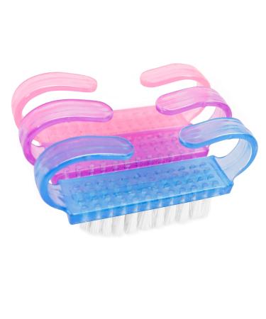 TRIXES Nail Brush - Pack of 3 -Travel Accessories for Cleaning Nails Assorted Colours Cleaning Beauty Aid for Fingernails - with Crystal Body Pink Purple and Blue