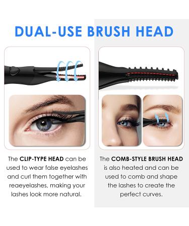 Heated Eyelash Curler with Comb | 3 Temperature Modes | USB Rechargeable | Fast & Long-Lasting Curling | Black - Buy Online on SooperMarket.com