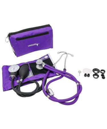 Lumiscope Professional Blood Pressure Kit - Stethoscope, Manual BP Cuff & Sphygmomanometer - Grape