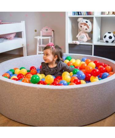 Kiddymoon 7cm Baby Game Balls - Colorful Plastic Balls for Ball Pit - 300 Count - Yellow Green Blue Red Orange - Perfect for Kids Fun & Play - Buy Online on SooperMarket.com