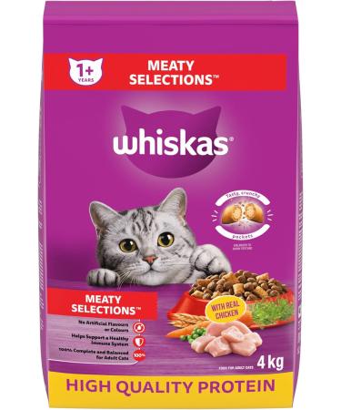 WHISKAS Meaty Selections Dry Cat Food with Real Chicken 4kg Bag & Dry Cat Food with Real Tuna 4 kg Bag - Buy Online on SooperMarket.com