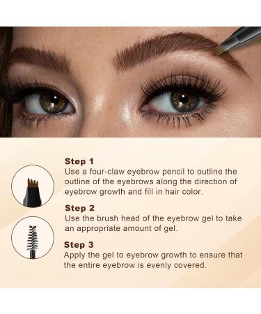 DAGEDA 2-in-1 Eyebrow Pen and Eyebrow Gel Magic Eyebrow Pencil with 4 Fork Tip Waterproof Microblading Eyebrow Pen Brow Gel Long-Lasting Natural Eye Brow Pen For Defining Brows 02 Dark Brown - Buy Online on SooperMarket.com