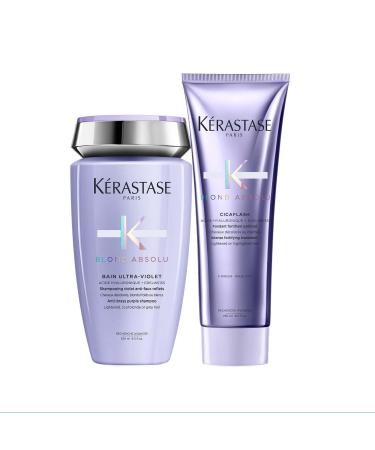 K rastase |Hair rinsing for dry and bleached hair against hair breakage and split with hyaluronic acid Cicaflash Conditioner Blond Absolu 250 ml bundle with anti-yellowstitch shampoo 250 ml