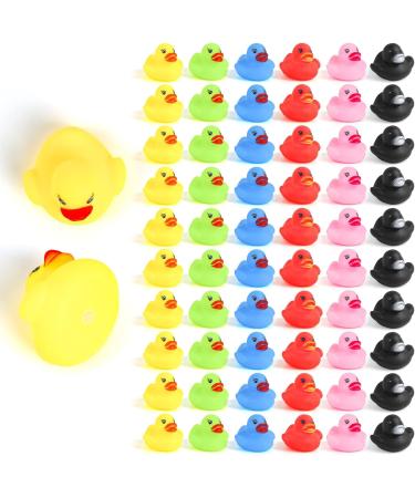 Derayee 50 pieces of colorful mini bathing ducks swimming duck bath toy set classic squeaky duck for children shower birthday party articles 3