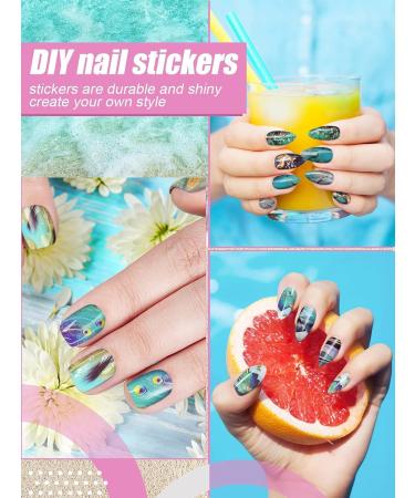 Kalolary Nail Foil Self-Adhesive - 12 Sheets Marble Rages Full Wraps Nail Polish Stickers | Nail Art & DIY Decoration with Nail File - Buy Online on SooperMarket.com