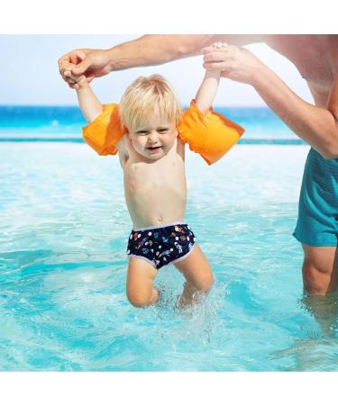 Vicloon Reusable Baby Swimming Diapers - Adjustable & Washable 2-Pack (0-3 Years) - Blue Universe/White Robot - Buy Online on SooperMarket.com
