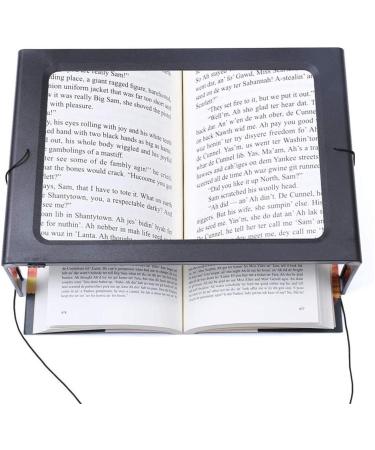 EASYLEE A4 Full Page 3X Reading Magnifying Glass with 12 LED Lights Handheld or Hands Free Magnifier PVC Fresnel Lens with Stand & Lanyard Vision Aid for Books Newspapers USB or Battery