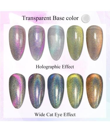 MIZHSE 2-IN-1 Holographic 9D Cat Eye Gel Nail Polish Holo Cat Eye Gel Polish Laser Nail Polish Gel Galaxy Chameleon Magnetic Gel Soak Off UV Gel with Magnet Stick and Black Gel Nail Art - Buy Online on SooperMarket.com