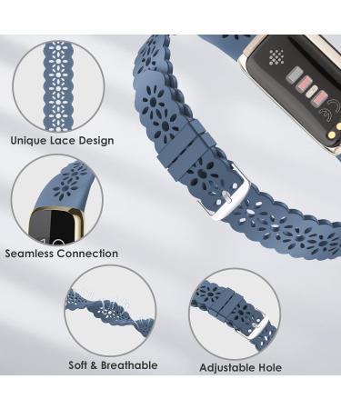 3 Pack Slim Sport Bands Compatible with Fitbit Luxe Band for Women Soft Silicone Lace Thin Hollow-Out Replacement Wristbands Breathable Bands for Fitbit Luxe Fitness Smart Watch Suits for 5.6"-7.1" Wrists G-Lavender Gray/Alaskan-Blue/Purple - Buy Online on SooperMarket.com