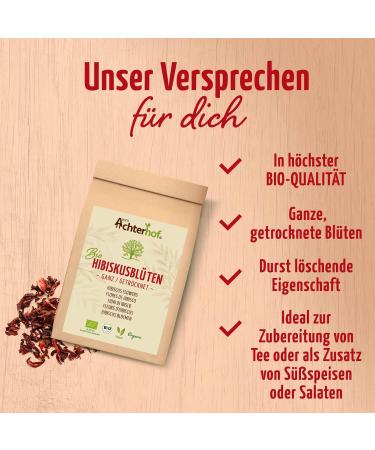 Organic Dried Hibiscus Flowers 1000g - Sour Fruity Taste | Sweet Aromatic Tea & Ideal for Salads Desserts Joghurt | Achterhof Quality - Buy Online on SooperMarket.com