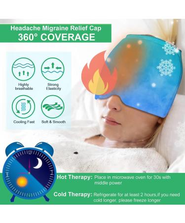 Migraine Relief Cap Reusable Cold Hot Therapy Migraine and Headache Relief Cap Single-Sided Gel Ice Hot Head Wrap for Chronic Migraine Tension Headache Sinus Stress Puffy Eyes (Blue) - Buy Online on SooperMarket.com