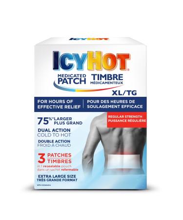 Icy Hot Medicated XL Pain Patch Large Patches for Temporary Arthritis Lumbago Backache and Muscle Pain Relief Menthol 5% 3 Count