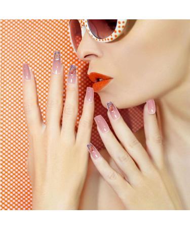Glossy Fake Nails | Long Stick on Nails with Rhinestones | False Tips Artificial Finger Manicure for Women and Girls Kot-au - Buy Online on SooperMarket.com