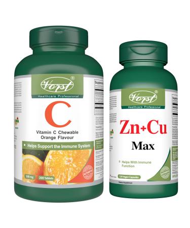 VORST Vitamin C 500mg 200 Tablets and Zinc + Copper 120 Capsules