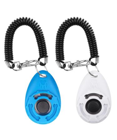 Dogs Clicker 2 Pcs Diyife Clickers for Dog Training with Wrist Strap Clicker Training for Dog Puppy Cat (Blue&White) 2 pack Blue & White