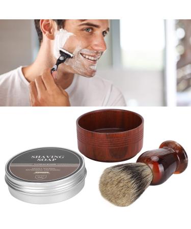 Kuuleyn Beard Shaving Kit for Men Surrounding Groove Texture Beard Shaving Brush Set Wooden Shaving Bowl Soap Beard Care Shaving Tool