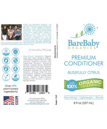 Organic Baby Conditioner with Aloe, Coconut Oil & Citrus Essential Oils - Gentle, Safe, and Eczema-Friendly - 8 oz - Buy Online on SooperMarket.com