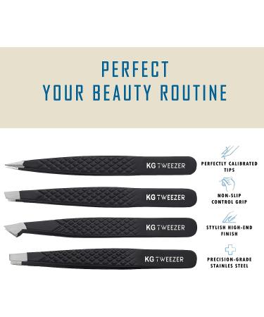 4-Piece Professional Eyebrow Tweezers Set for Precision Hair Removal - Ideal for Women and Men - Splinter, Blackhead, and Ingrown Hair Removal Tool - Buy Online on SooperMarket.com